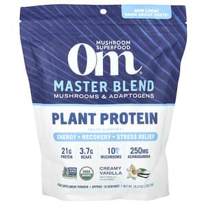 Om Mushrooms, Master Blend Plant Protein, Creamy Vanilla, 1.14 lbs (518 g)'
