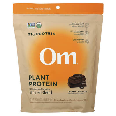 Om Mushrooms, Master Blend, Plant-Based Protein, Creamy Chocolate Flavor, 1.2 lbs (546 g)