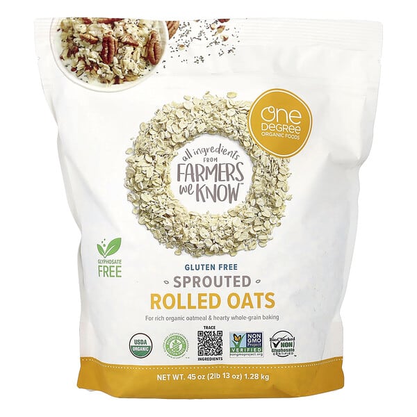 One Degree Organic Foods, Sprouted Rolled Oats, 45 oz (1.28 kg) — product photo 1