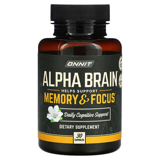 Onnit, Alpha Brain, Memoria y concentración, 30 cápsulas