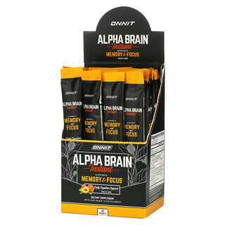 Onnit, Alpha Brain 即溶粉，記憶力與專注力，桃子味，30 包，每包 0.13 盎司（3.6 克）