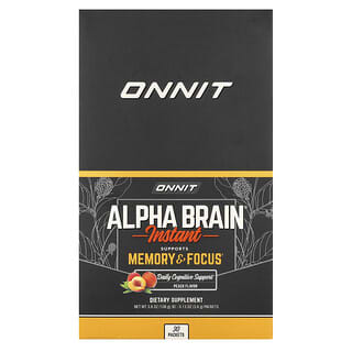 Onnit, Alpha Brain Instant, для памяти и концентрации, персик, 30 пакетиков по 3,6 г (0,13 унции)