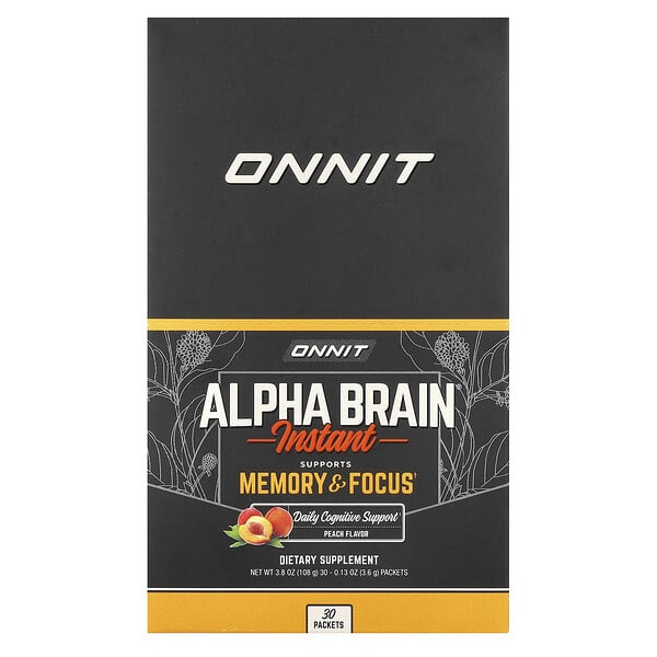 Onnit Alpha Brain® Instant, Peach, 30 Packets, 0.13 oz (3.6 g) Each