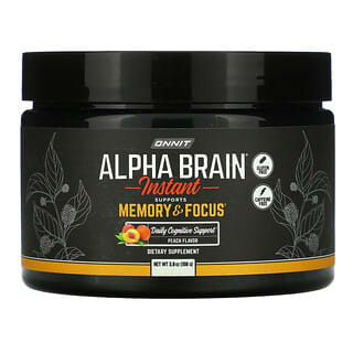 Onnit, Alpha Brain 即溶粉，記憶力和專注力，桃子味，3.8 盎司（108 克）