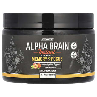 Onnit, Alpha Brain 即溶粉，記憶力和專注力，桃子味，3.8 盎司（108 克）