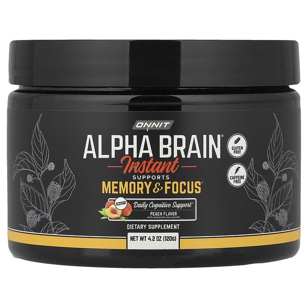 Onnit, Alpha BRAIN® Instant, Peach, Caffeine Free, 4.2 oz (120 g) — product photo 1