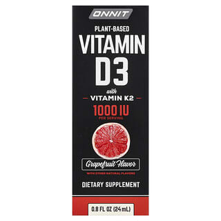 Onnit, Bitki Bazlı Vitamin D3 ve Vitamin K2, Greyfurt, 25 mcg (1.000 IU), 0,8 fl oz (24 ml)