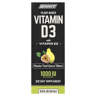 Onnit, Bitki Bazlı Vitamin D3 ve Vitamin K2, Maracuya Guavası, 25 mcg (1.000 IU), 0,8 fl oz (24 ml)