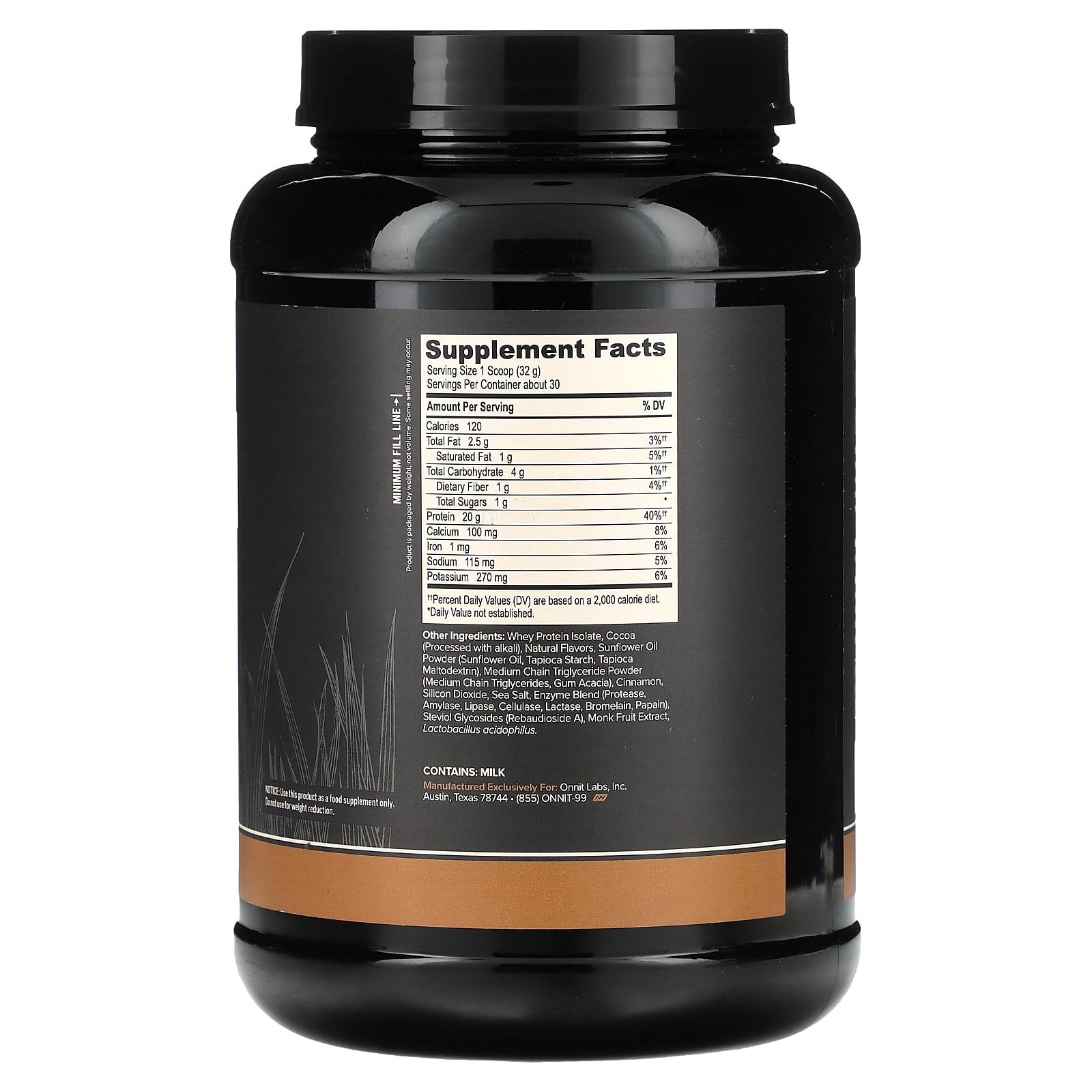 Onnit, Whey Isolate Protein, GrassFed, Mexican Chocolate, 2.1 lbs (960 g)