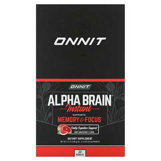 أونت‏, Alpha Brain Instant ، الذاكرة والتركيز ، جريب فروت ياقوتي ، 30 كيسًا ، 0.13 أونصة (3.6 جم) لكل كيس