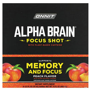 Onnit, Alpha Brain Focus Shot, Pêche, 6 flacons, 75 ml chacun