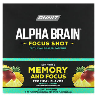 Onnit, Alpha Brain（アルファブレイン）フォーカスショット、トロピカル、6本、各75ml（2.5液量オンス）