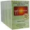 Pure Shea Butter Bar Soap, Green Clay, 4 Bars, 4 oz (120 g) Each
