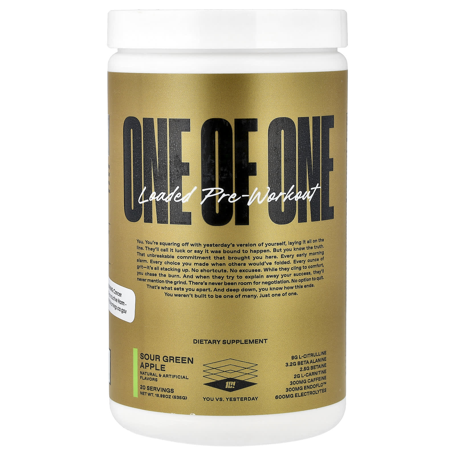 l carnitine 2g Loaded Pre-Workout, Sour Green Apple, 18.88 oz (535 g)
