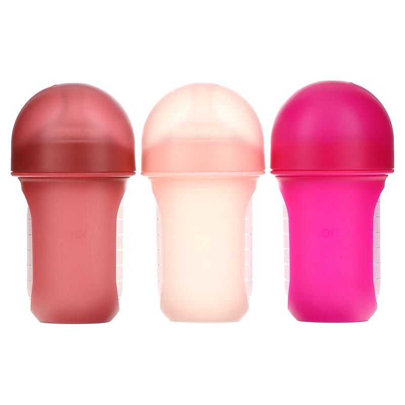 Boon NURSH Reusable Silicone Baby Bottles With Accessories Bundle - 3 Count