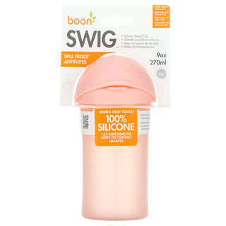 Boon, Swig Silicone Straw Cup, 6m+, Pink, 9 oz (270 ml)