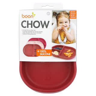 Boon, Chow, Divided Silicone Plate Set, 6 Months+, Multicolor, 3 Pack