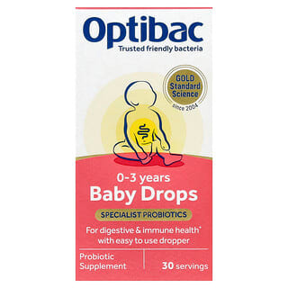 Optibac, Baby Kids Капли, специализированные пробиотики, для детей от 0 до 3 лет, 0,34 жидк. унции (10 мл)