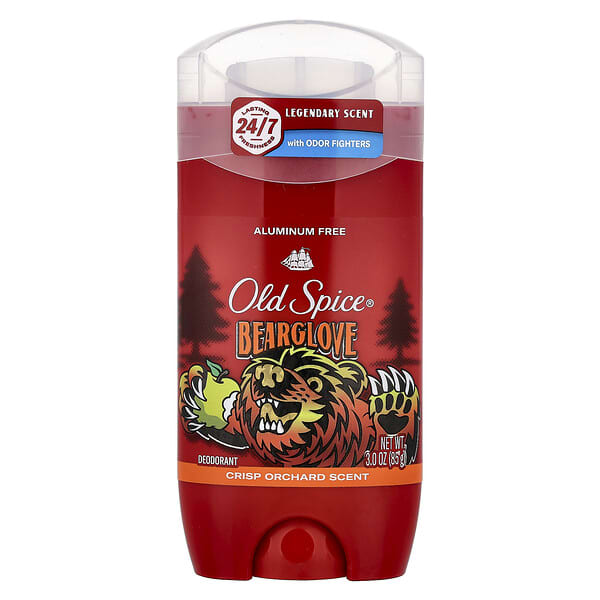 Old Spice, 베어글러브, 데오드란트 스틱, 알루미늄 무함유, 크리스프 오차드, 85g(3oz)