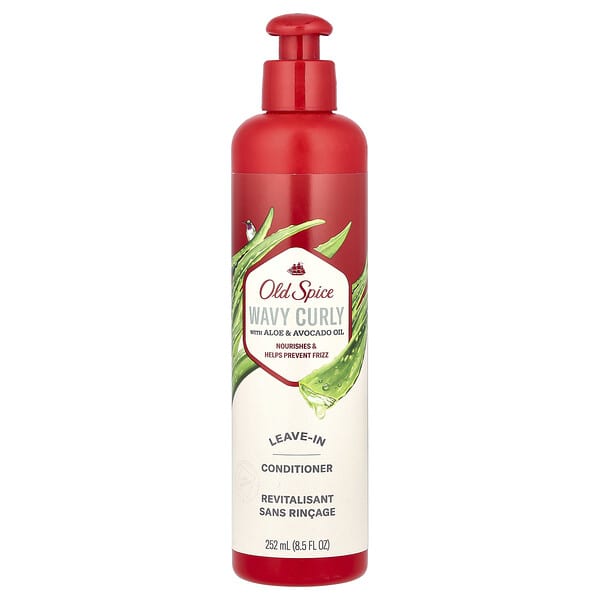 Old Spice, 웨이비 컬리 리브인 컨디셔너, 알로에 및 아보카도 오일 함유, 252ml(8.5fl oz)