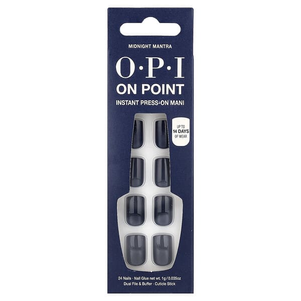 OPI, 온 포인트, 인스턴트 프레스온 마니, 롱 길이, 미드나이트 만트라, 27개입