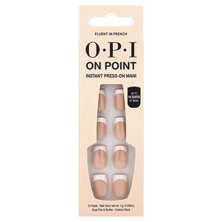 OPI, On Point Instant Press-On Mani, Longitud corta, Francés fluido, Kit de 27 piezas