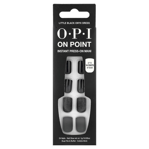 OPI, 온 포인트, 인스턴트 프레스온 마니, 짧은 길이, 리틀 블랙 오닉스 드레싱, 27종 세트