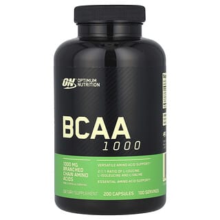 Optimum Nutrition, BCAA 1000, 1.000 mg, 200 Cápsulas (500 mg por Cápsula)