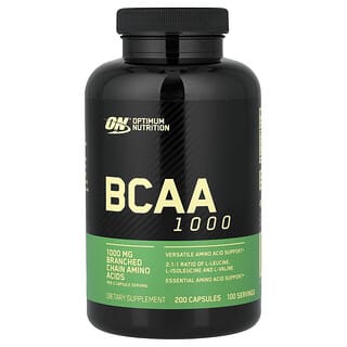 Optimum Nutrition, BCAA 1000, аминокислоты с разветвлённой цепью, 200 капсул (500 мг в 1 капсуле)