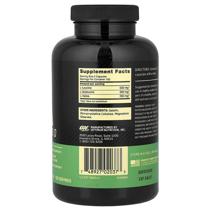 BCAA（分岐鎖アミノ酸）1000、200粒（1粒あたり500mg）