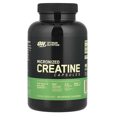 Optimum Nutrition, Micronised Creatine Capsules, 100 Capsules (1.25 g per Capsule)