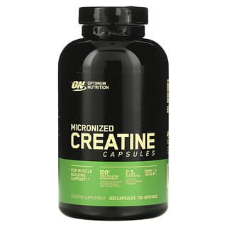 Optimum Nutrition, Cápsulas de creatina micronizada, 2,5 g, 200 cápsulas