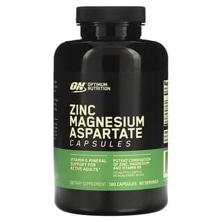 Optimum Nutrition, Aspartato de Zinco e Magnésio, 180 Cápsulas