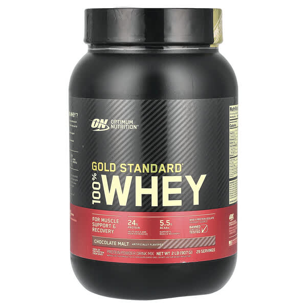 Optimum Nutrition, Gold Standard 100% เวย์ รสช็อกโกแลตมอลต์ ขนาด 2 ปอนด์ (907 ก.)