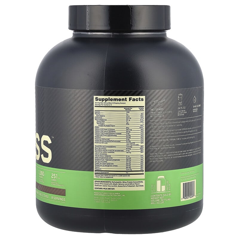 Serious Mass,High Protein Gain Powder, Chocolate, 6 lbs (2.72 kg)