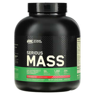 Optimum Nutrition, Serious Mass, polvo para ganar peso rico en proteína, Fresa, 6 lbs (2,72 kg)