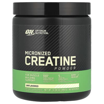Optimum Nutrition, Creatine Powder, Micronized, Natural, Unflavored, 5000 mg, 10.5 oz (300 g)