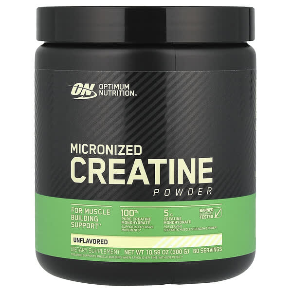 Optimum Nutrition, 肌酸粉，微粉化，天然原味，5000毫克，10.5盎司（300克）