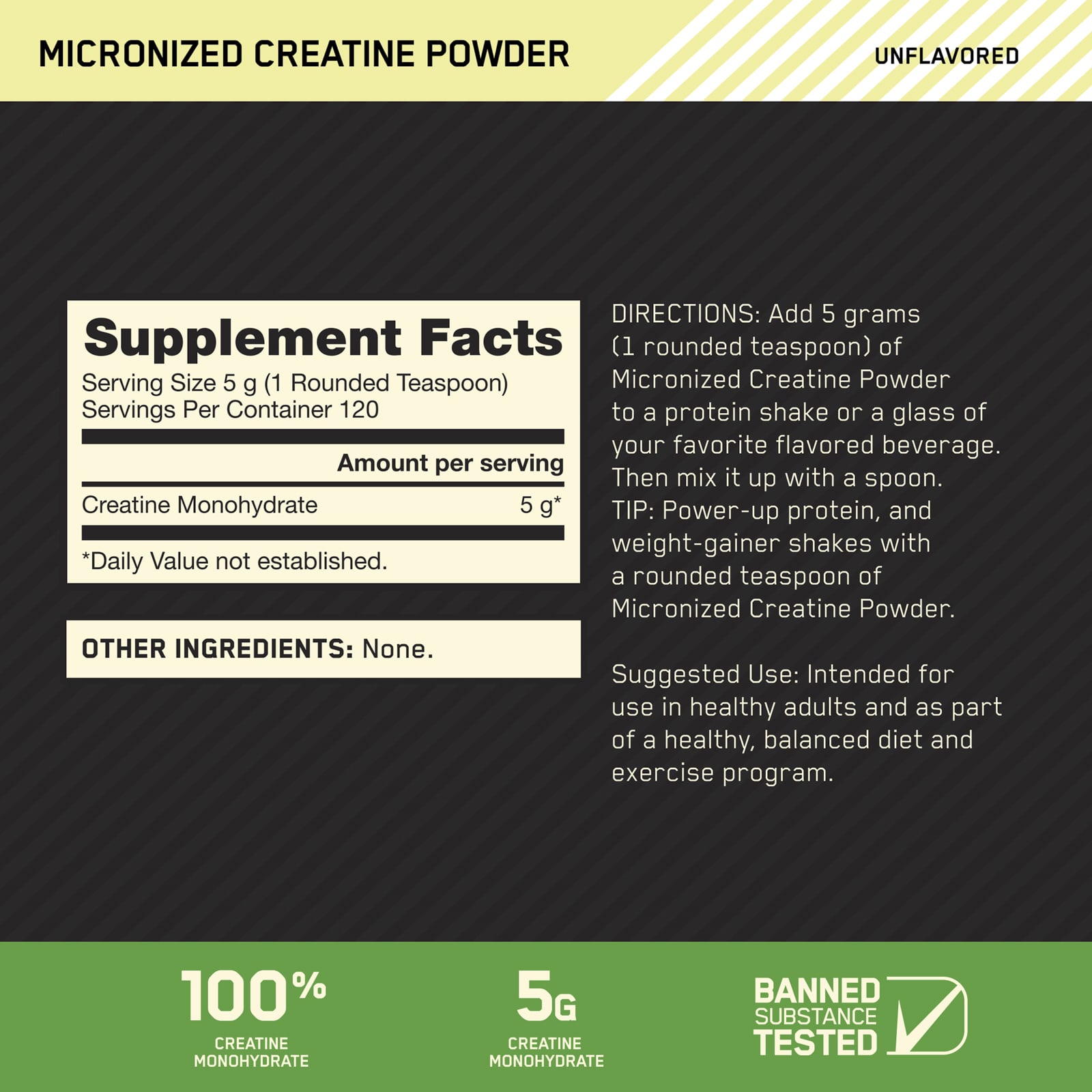 Optimum Nutrition, 微粉化肌酸粉，無味，1.32磅（600克）
