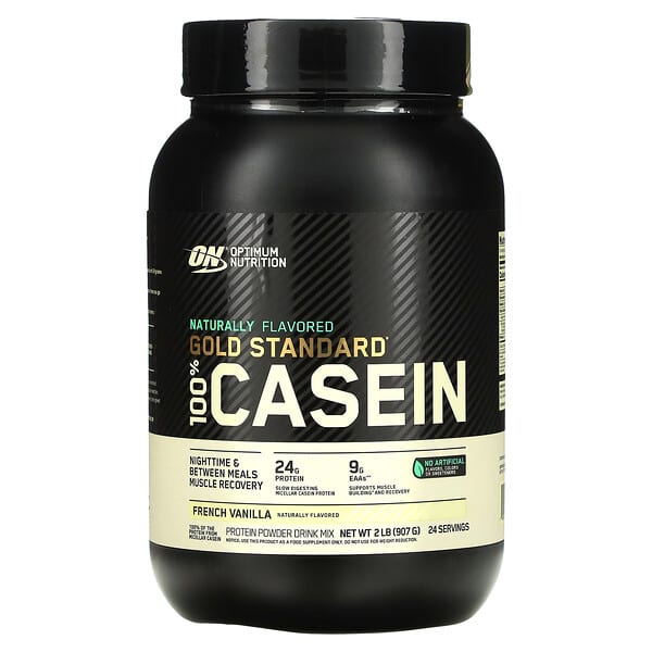 Optimum Nutrition, Gold Standard 100% Casein（ゴールドスタンダード100％カゼイン）、天然香料、フレンチバニラ、907g（2ポンド）