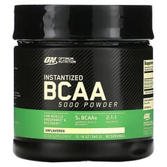 Optimum Nutrition, BCAA 5000 instantáneo en polvo, sin sabor, 345 g (12,16 oz)