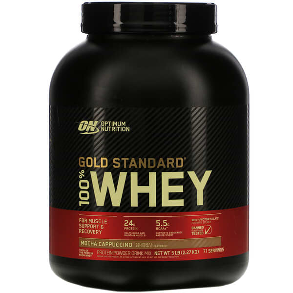 Optimum Nutrition, Gold Standard 100% Whey（ゴールドスタンダード100％ホエイ）、モカカプチーノ、2.27kg（5ポンド）