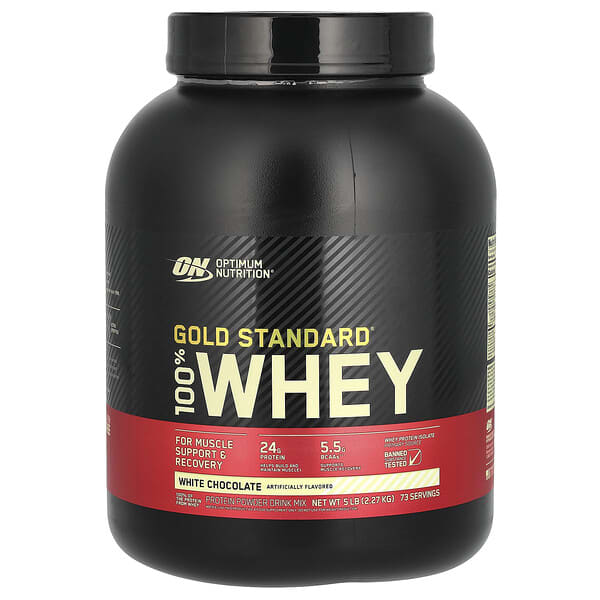 Optimum Nutrition, Gold Standard เวย์ 100% รสไวท์ช็อกโกแลต ขนาด 5 ปอนด์ (2.27 กก.)