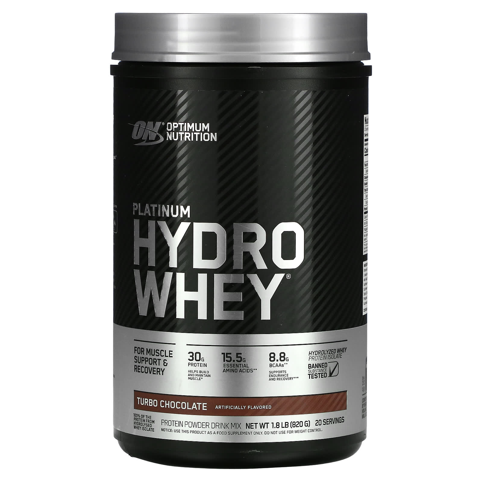 Optimum Nutrition, Platinum Hydro Whey Protein Powder, Turbo Chocolate,  3.61 lb, 40 Servings 