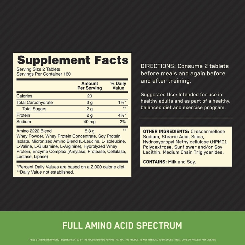 Optimum Nutrition, Superior Amino 2222, 320 Tablets | iHerb