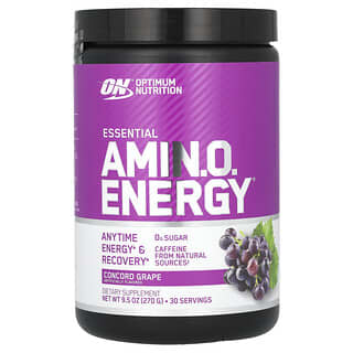 Optimum Nutrition, ESSENTIAL AMIN.O. ENERGY, Suplemento de aminoácidos para favorecer la energía, Uva de la Concordia, 270 g (9,5 oz)
