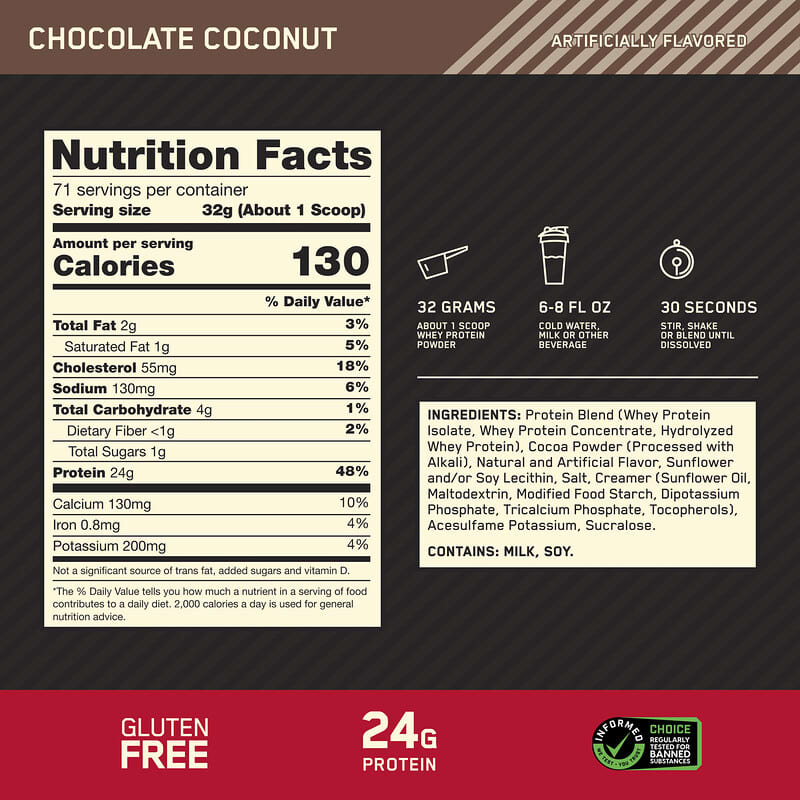 Gold Standard® 100% Whey Protein, Chocolate Coconut, 5 lb (2.27 kg)