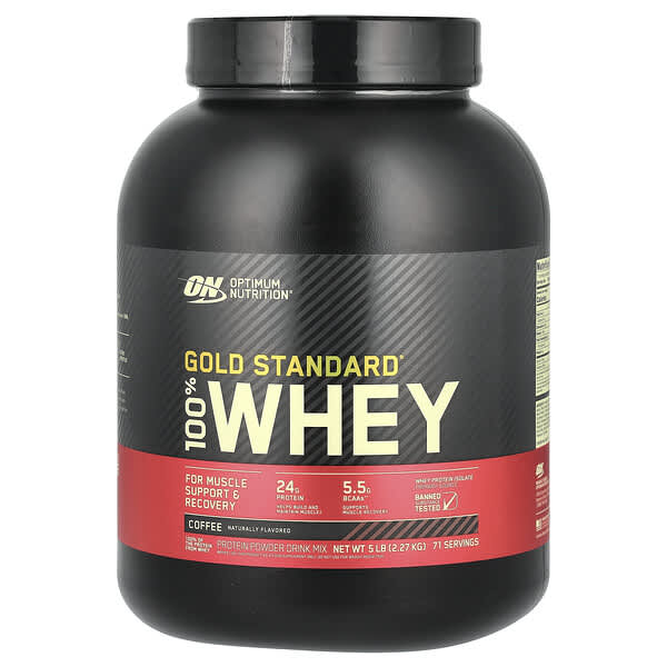 Optimum Nutrition, Gold Standard เวย์ 100% รสกาแฟ ขนาด 5 ปอนด์ (2.27 กก.)