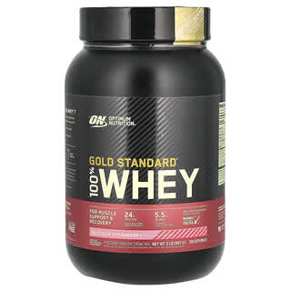 Optimum Nutrition, Gold Standard 100% Whey（ゴールドスタンダード100％ホエイ）、デリシャスストロベリー、909g（2ポンド）