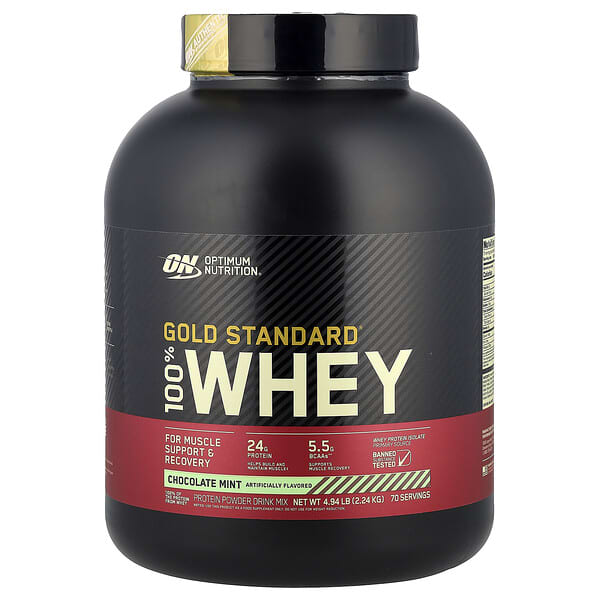 Optimum Nutrition, Gold Standard 全乳清蛋白，巧克力薄荷味，4.94 磅（2.24 千克）